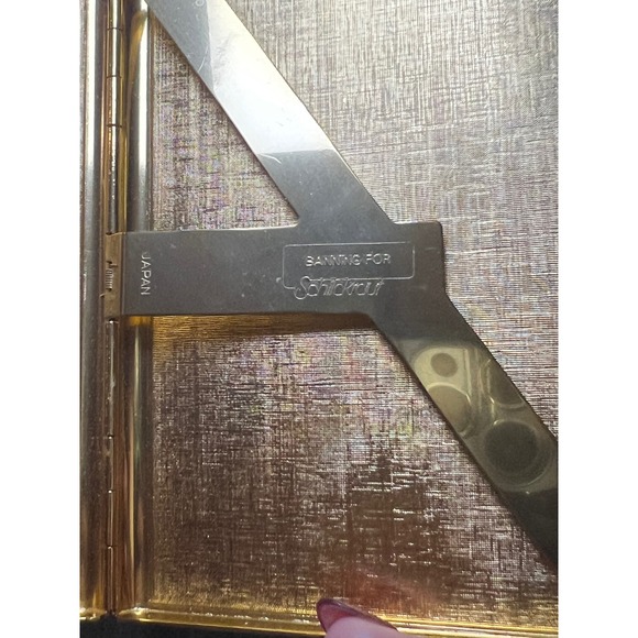 Vintage Japanese Black Enamel Gold Tone Cigarette Case Slim Banning Snickoui - Picture 4 of 8